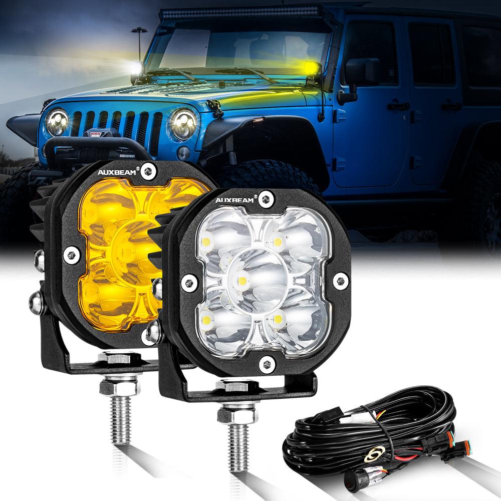 3 Inch 80W 9600LM LED Pods Lights White&Amber for JEEP - Auxbeam  – éclairage LED auto