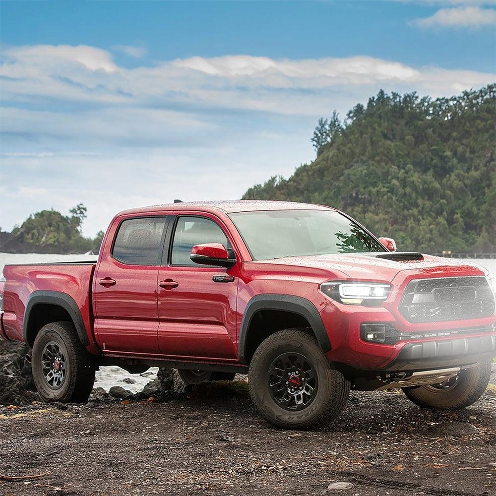 مجموعة مصابيح أمامية LED مع وعاء عاكس من الكروم لسيارة تويوتا تاكوما الجيل الثالث (N300) موديلات 2016-2023