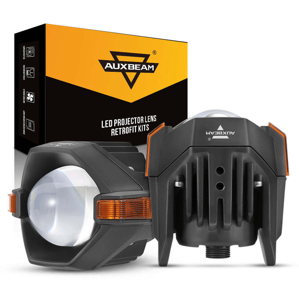 🆕3 Inch Motorcycle LED Spotlight Bi-LED Projector Lens Headlight 120W Dual Color Switchback LED Work Light 3+5 Light Modes for Motorcycle SUV ATV Trucks | 2PCS/Set