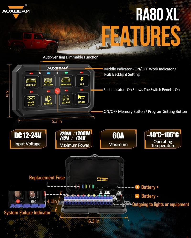 لوحة مفاتيح LED من سلسلة RGB 6/8/12 عصابة، وحدة تحكم في إضاءة الطرق الوعرة 