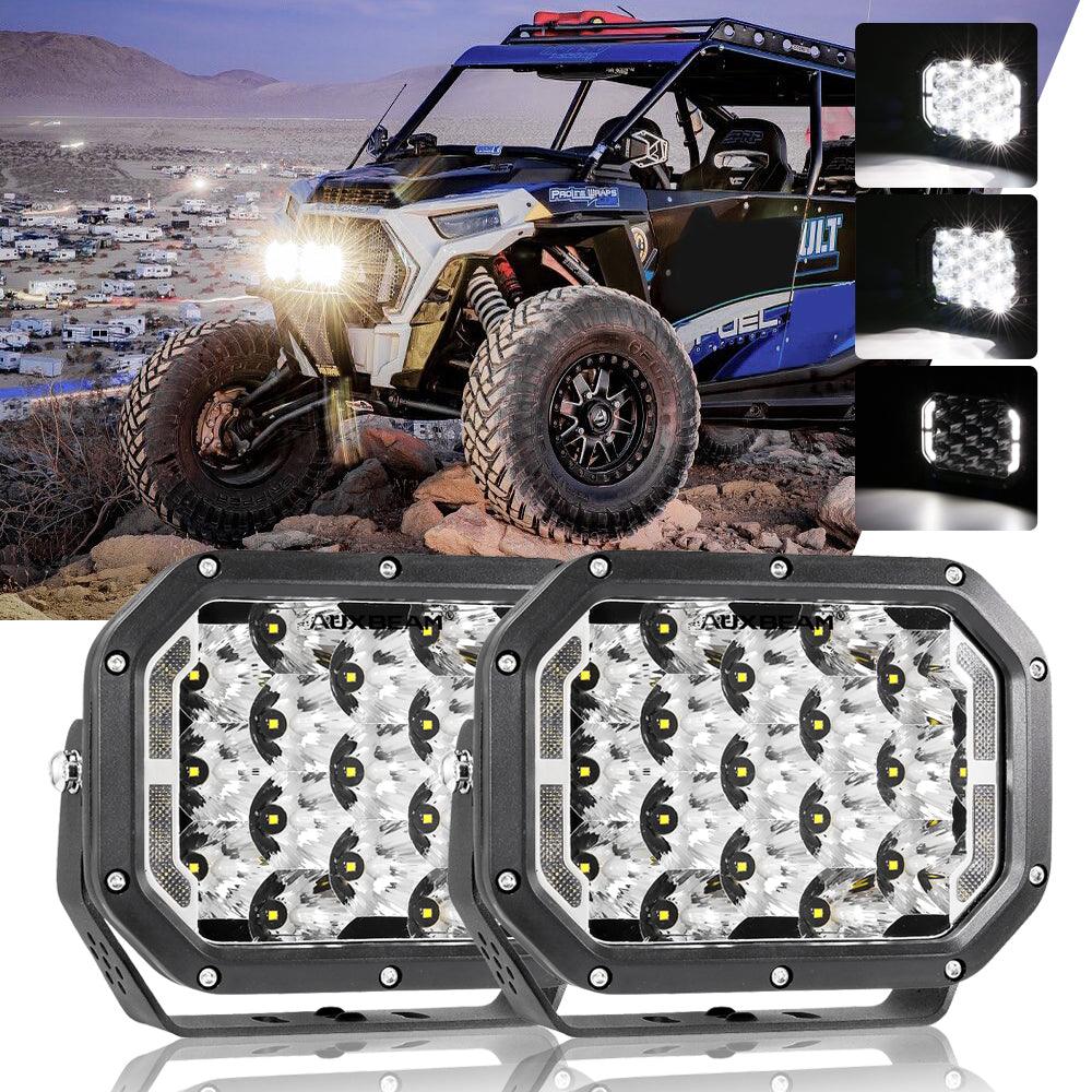 مصابيح قيادة LED مستطيلة مقاس 7 × 5 بوصة مع مصابيح نهارية بيضاء لمركبات ATV UTV جنبًا إلى جنب 4X4