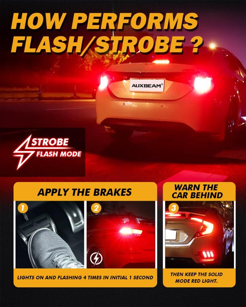 912 921 T15 W16W LED Strobe Flashing 3rd Brake Center High Mount Stop Light 20W 350% B3 Series | 2 bulbs