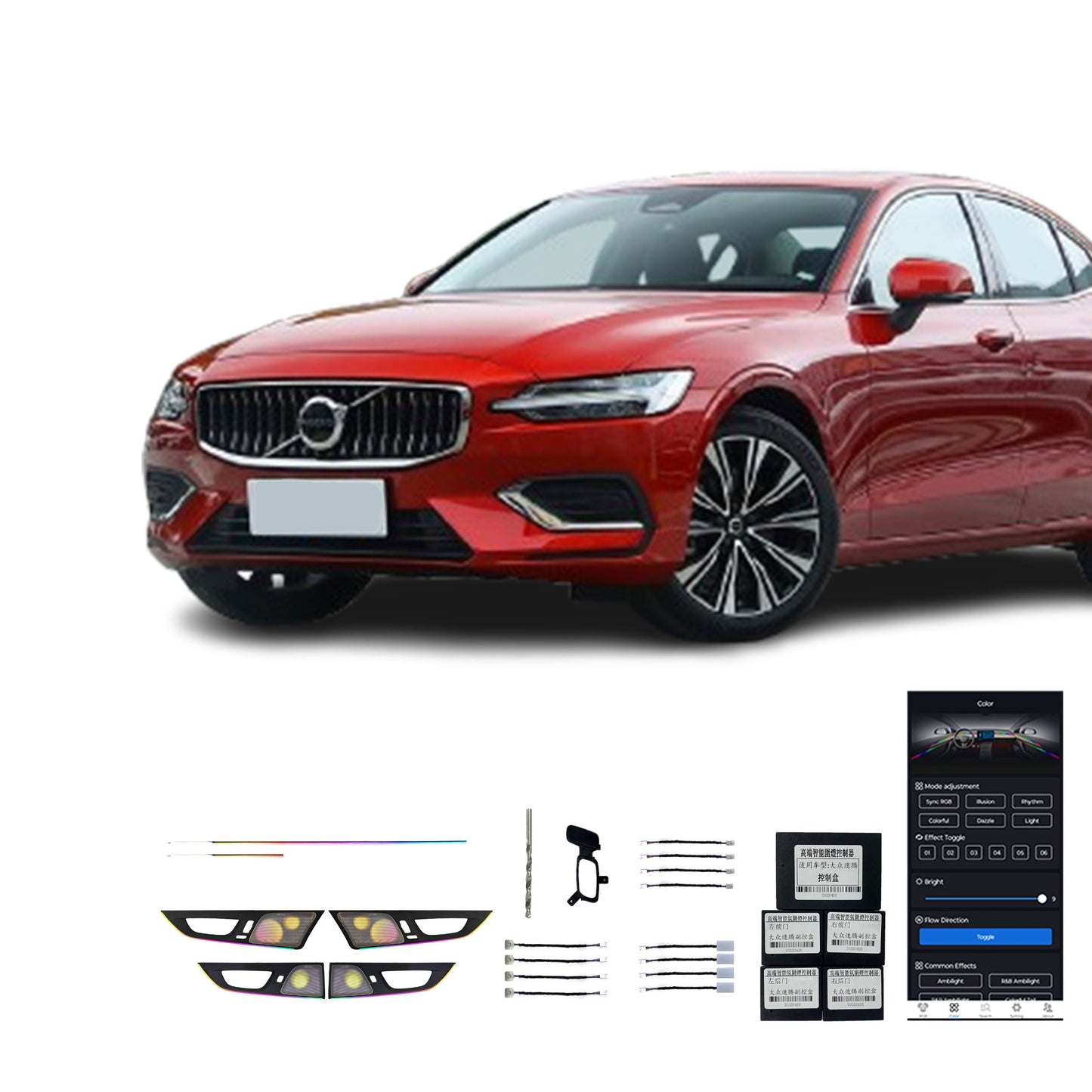 20-24 S60 Factory Direct Sale Car Interior Decorative Panel with 22 High Quality Ambient Lights for Volvo 20-24 S60