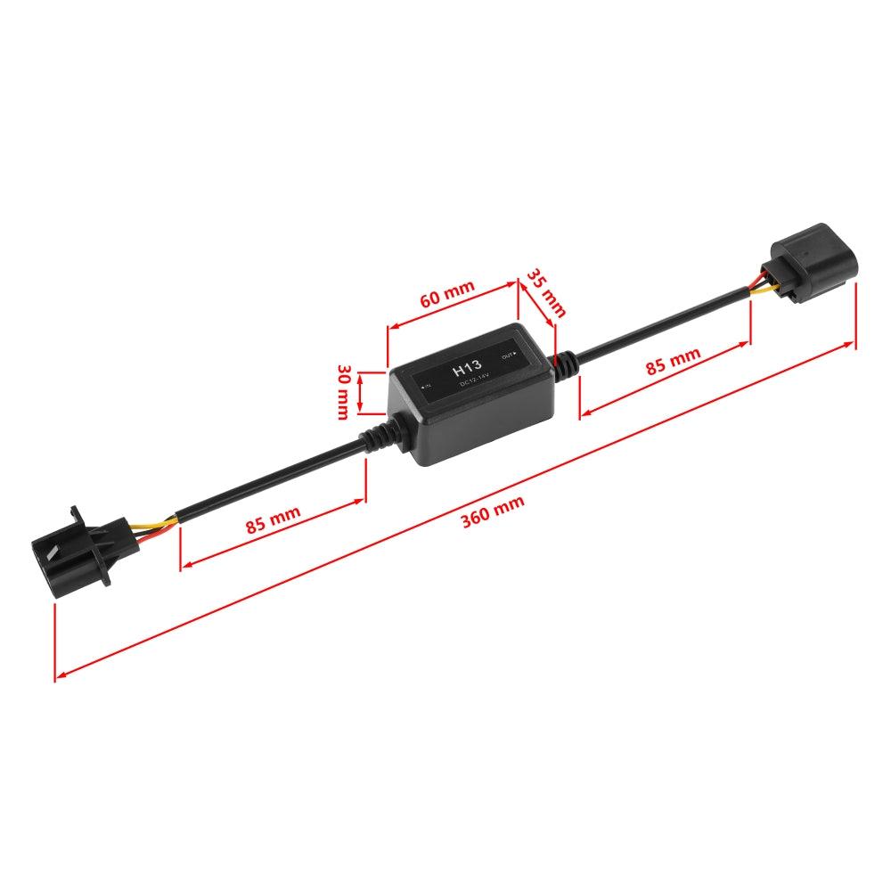 H13/9008 C10-MODEL Enhanced LED Headlight Bulbs Canbus Decoder Anti-Flicker Hyper Flash No Warning Harness Resistor Conversion Kit 2pcs/set