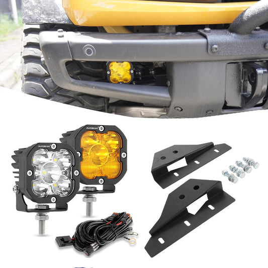 3 Inch 80W 9600LM LED Pods Lights White&Yellow with Front Bumper Fog Light Mount Brackets For Ford Bronco 2021 2022 - Auxbeam  – éclairage LED auto