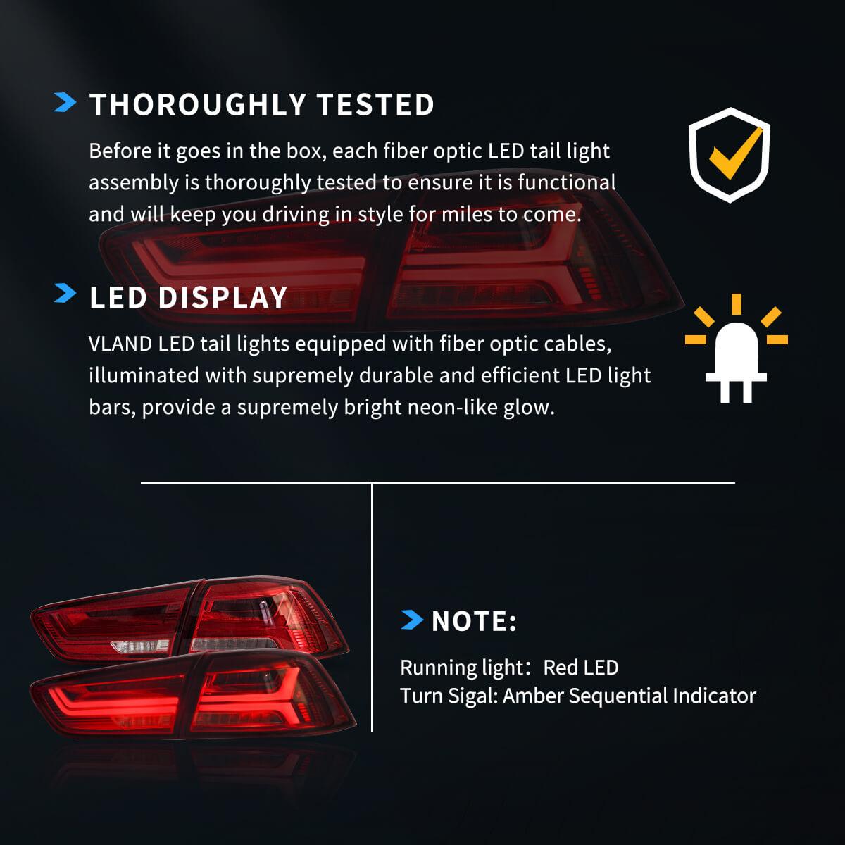 LED Tail Light Assembly With Sequential Turn Signal For 2008-2017 Mitsubishi Lancer &amp; EVO