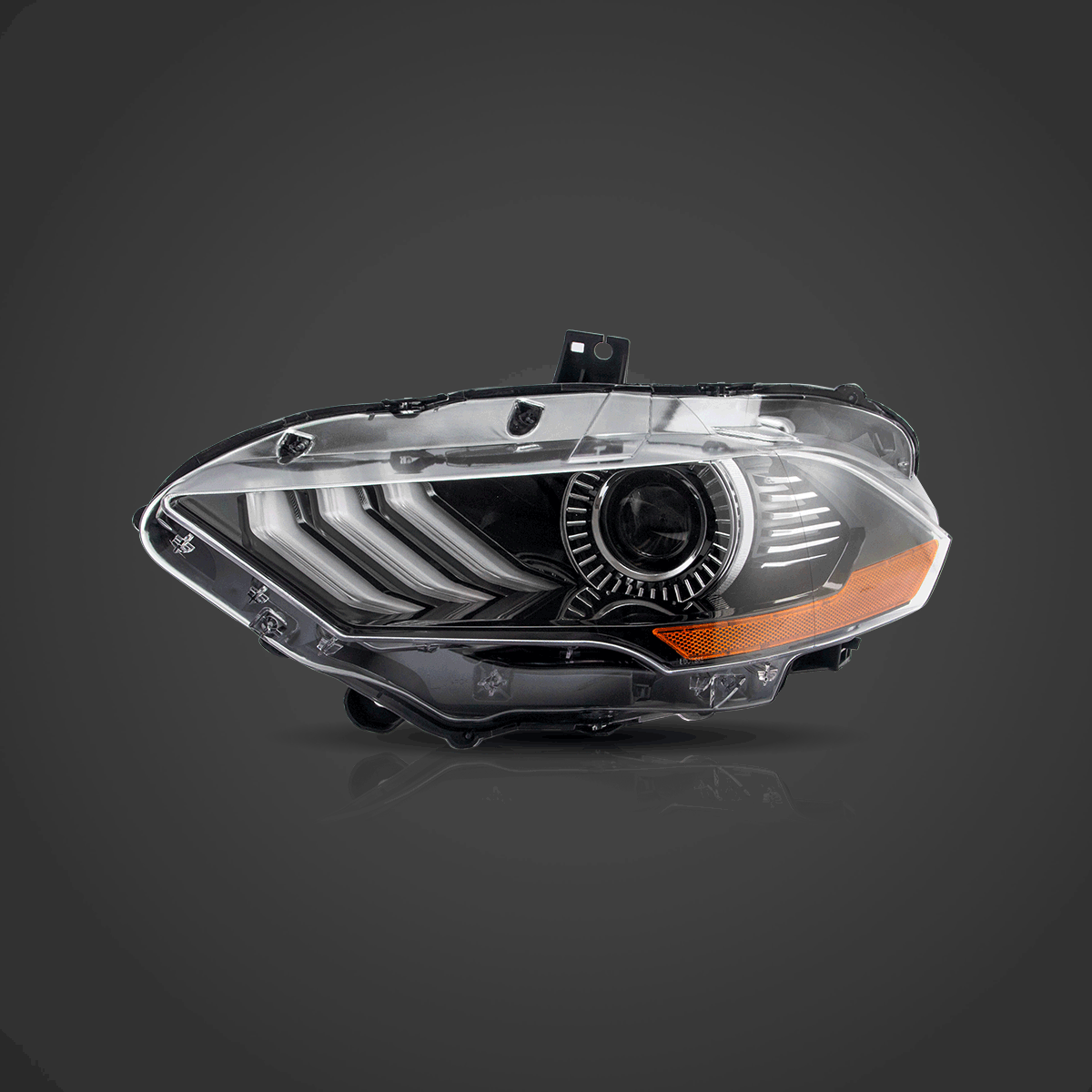 مجموعة مصابيح أمامية LED مزدوجة الشعاع باللون الأسود لسيارة فورد موستانج الجيل السادس المحدثة موديلات 2018-2024