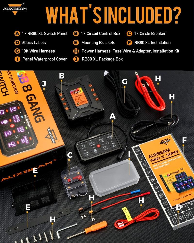 RB80 XL RGB Switch Panel without APP, Toggle/Momentary/Pulsed Mode Supported (Two-Sided Outlet)