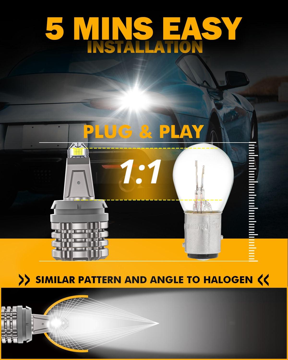 3156 LED Back-up Reverse Light Bulbs 44W 6000LM CAN-Bus Error Free 6500K White B2 Series | 2 bulbs