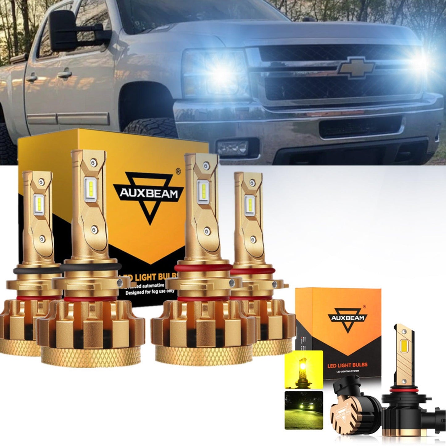 For 2003-2006 Chevrolet Silverado 2500 HD F-16 Plus Series Built-in Canbus Automotive Grade 14000LM LED Light Bulbs High Low Beam Bundle - Auxbeam  – éclairage LED auto