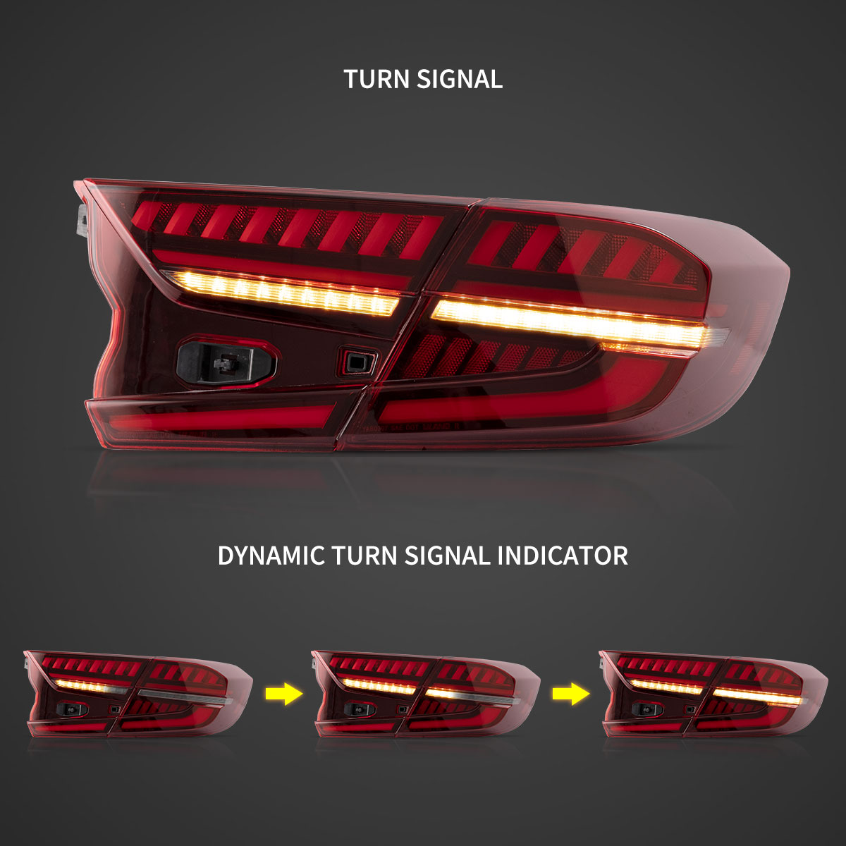 LED Tail Light Assembly With Full LED Dynamic Welcome Lighting For 2018-2022 Honda Accord 10th Gen