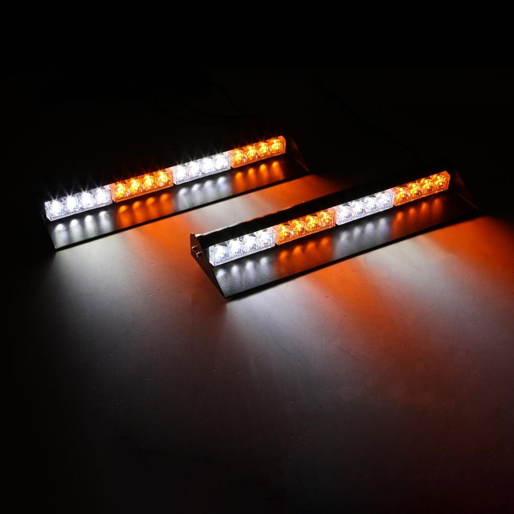 شريطان ضوئيان وامضان مقاس 17 بوصة على الزجاج الأمامي ولوحة القيادة مزودان بـ 20 نمطًا وامضًا مع حامل شفط للمركبات والشاحنات والسيارات الرياضية متعددة الاستخدامات والمركبات الرباعية