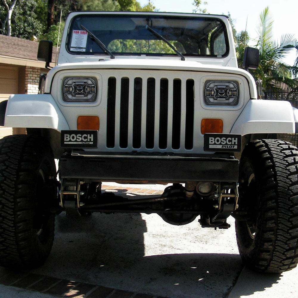 Starlight Flow Series 7x6 Inch Sealed Beam LED Headlights with Hi-Lo Beam &amp; Amber Turn Signal White DRL for JEEP, Trucks, GMC, Chevrolet