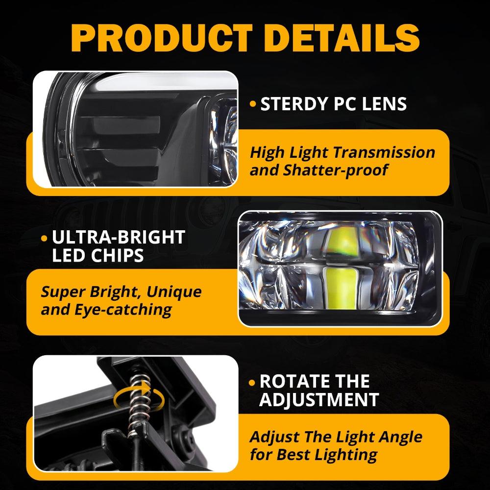 DOT Approved LED Fog Lights with DRL for Chevy Silverado 1500/2500 1999-2002, 3500 2000-2001, Chevrolet Suburban/Tahoe 2000-2006