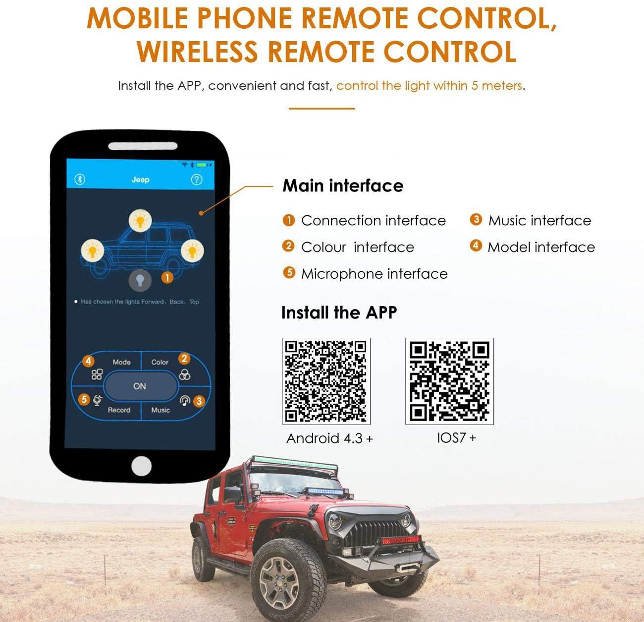 شريط إضاءة LED للطرق الوعرة مقاس 22 بوصة بإضاءة RGB متغيرة الألوان ومستقيمة/منحنية من سلسلة V