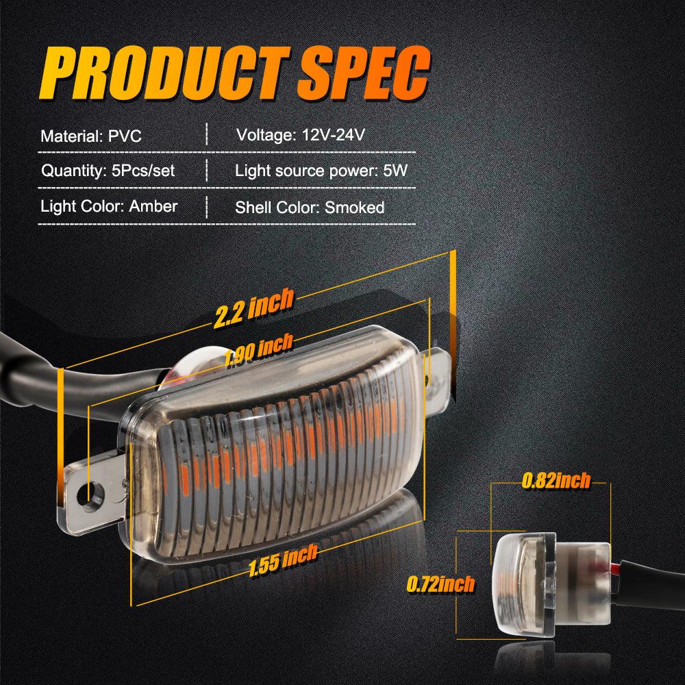 (5pcs/set)  LED Front Grille Lights Raptor Style Amber Light Universal Car Modification