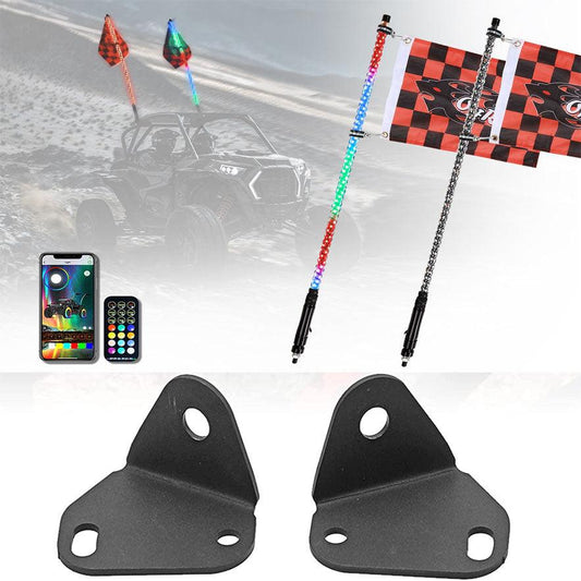 مجموعة مصابيح سوط LED RGB بطول 3 أقدام/4 أقدام مع دعامات مصابيح عمود العلم الخلفية لسيارة Can-Am Maverick X3 موديلات 2017 و2018 و2019 و2020 و2021