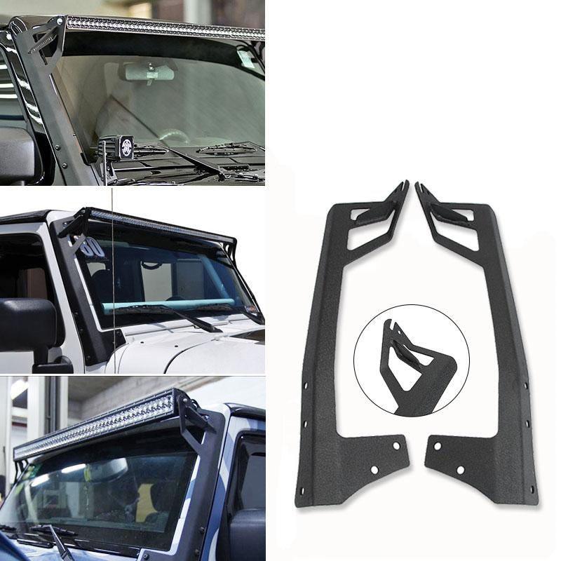 حاملات تثبيت الزجاج الأمامي لقضيب إضاءة مستقيم بطول ٥٠ بوصة لسيارة جيب رانجلر JK موديلات ٢٠٠٧-٢٠١٧