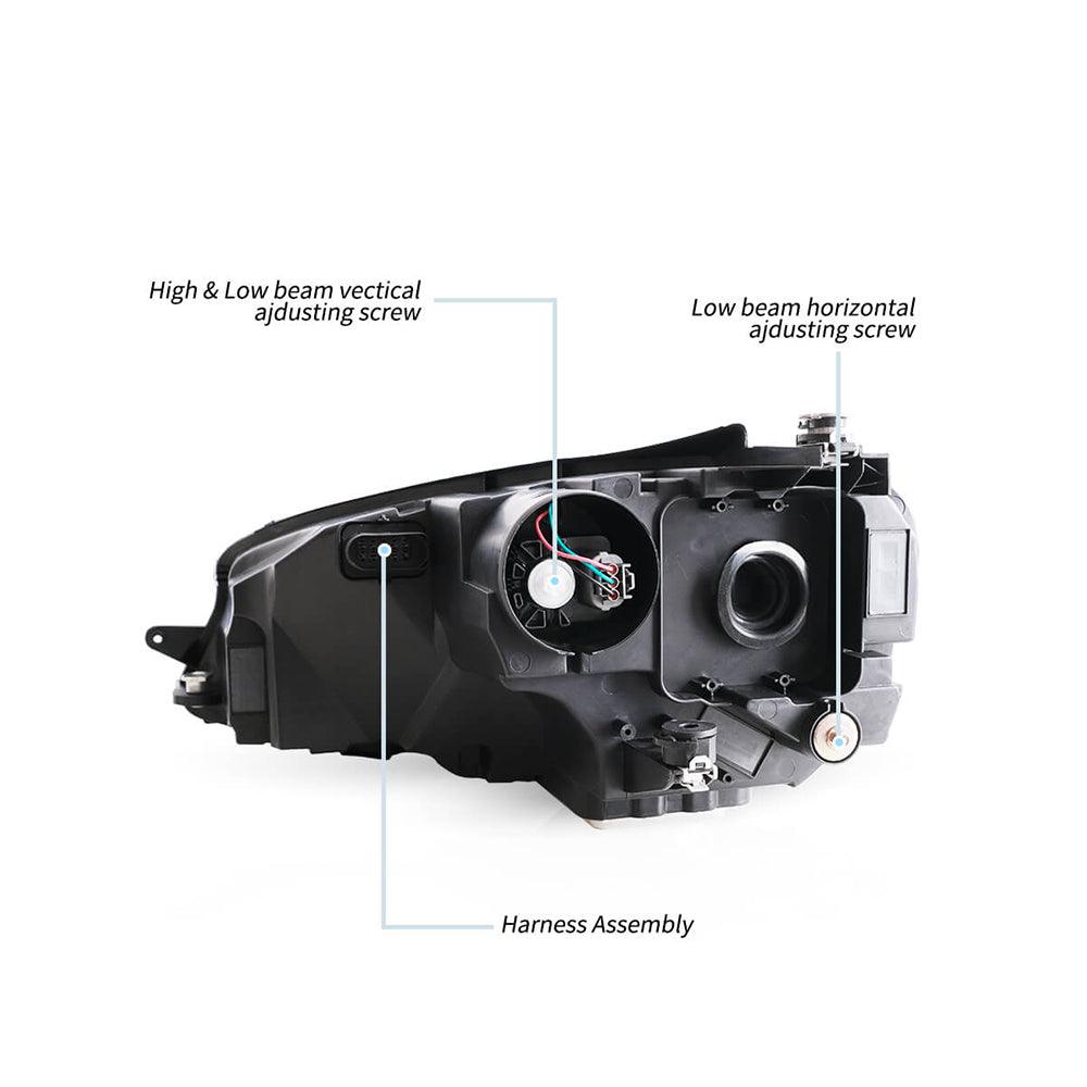 مجموعة مصابيح أمامية LED ثنائية الشعاع سوداء اللون لسيارة فولكس فاجن جولف هاتشباك الجيل السابع (Mk7، النوع 5G) موديلات 2014-2017