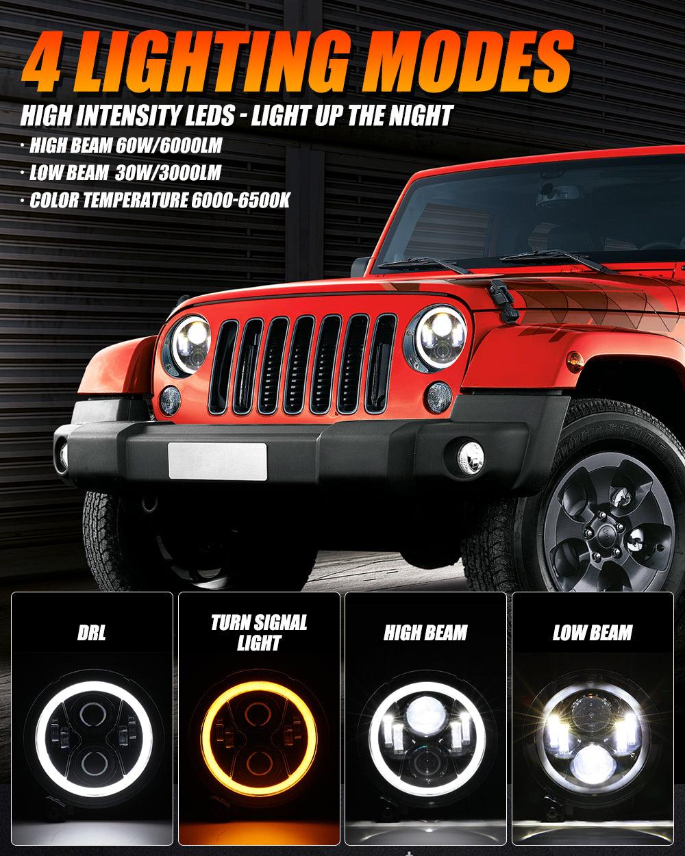 (2pcs/set) 9 Inch LED Headlights with DRL Halo Ring for Jeeps Wrangler JL Jeep Gladiator JT 2018 2019 2020 2021 2022