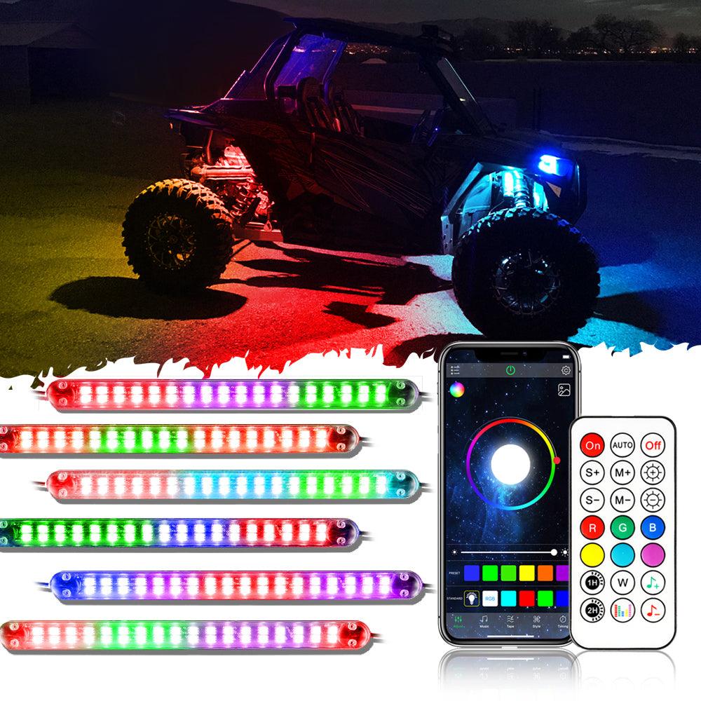 Magic Dream Color RGB Underglow Lights LED Strip Lights Kit with Bluetooth APP & Wireless Remote Control with Brake Light Function for ATV UTV