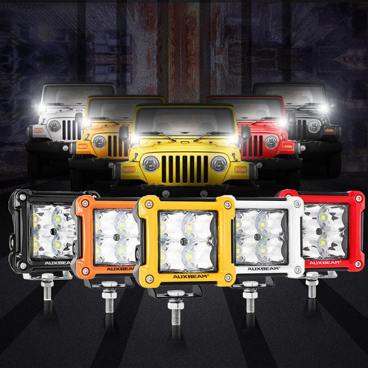 3 Inch 40W LED Pods Light Spot/Flood Multicolor frame with wiring harness for SUV ATV UTV Trucks Pickup Boat - Auxbeam  – éclairage LED auto