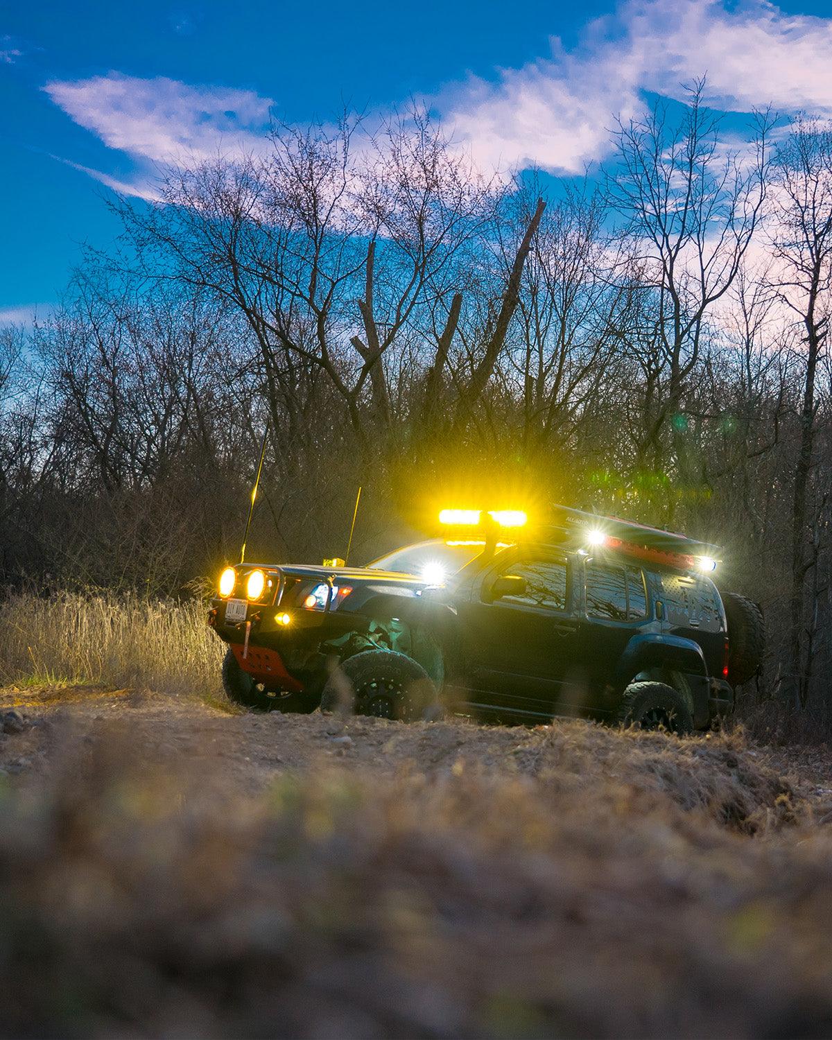 XP-ULTRA Series 5 Inch 174W LED Side Shooter Pod Lights with White DRL&Amber Turn Signal Light - Auxbeam  – éclairage LED auto