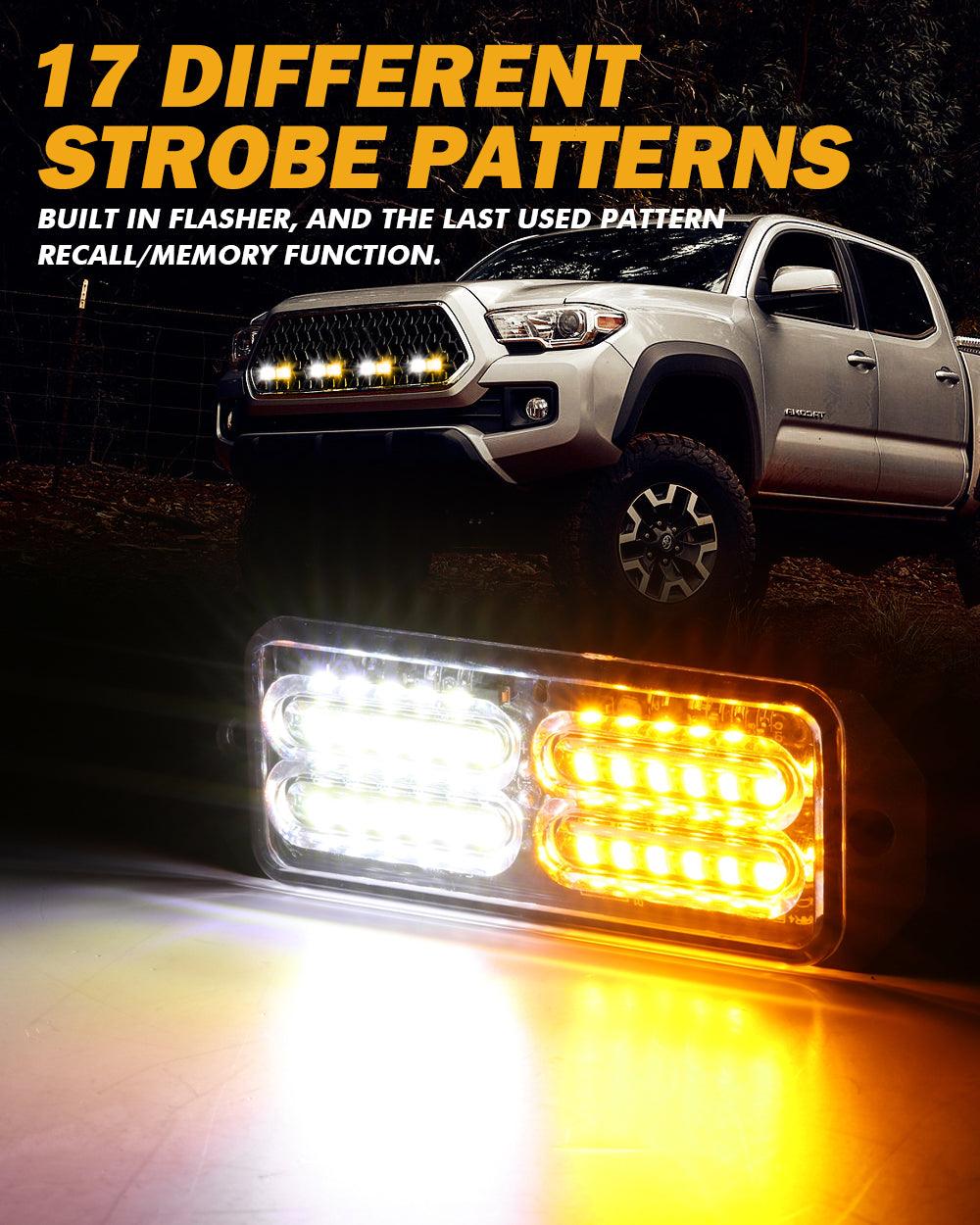 (4 قطع/مجموعة) 24 مصباح LED للطوارئ مثبت على السطح لمصابيح ستروب للشاحنات والمركبات والسيارات الرباعية والشاحنات الصغيرة 