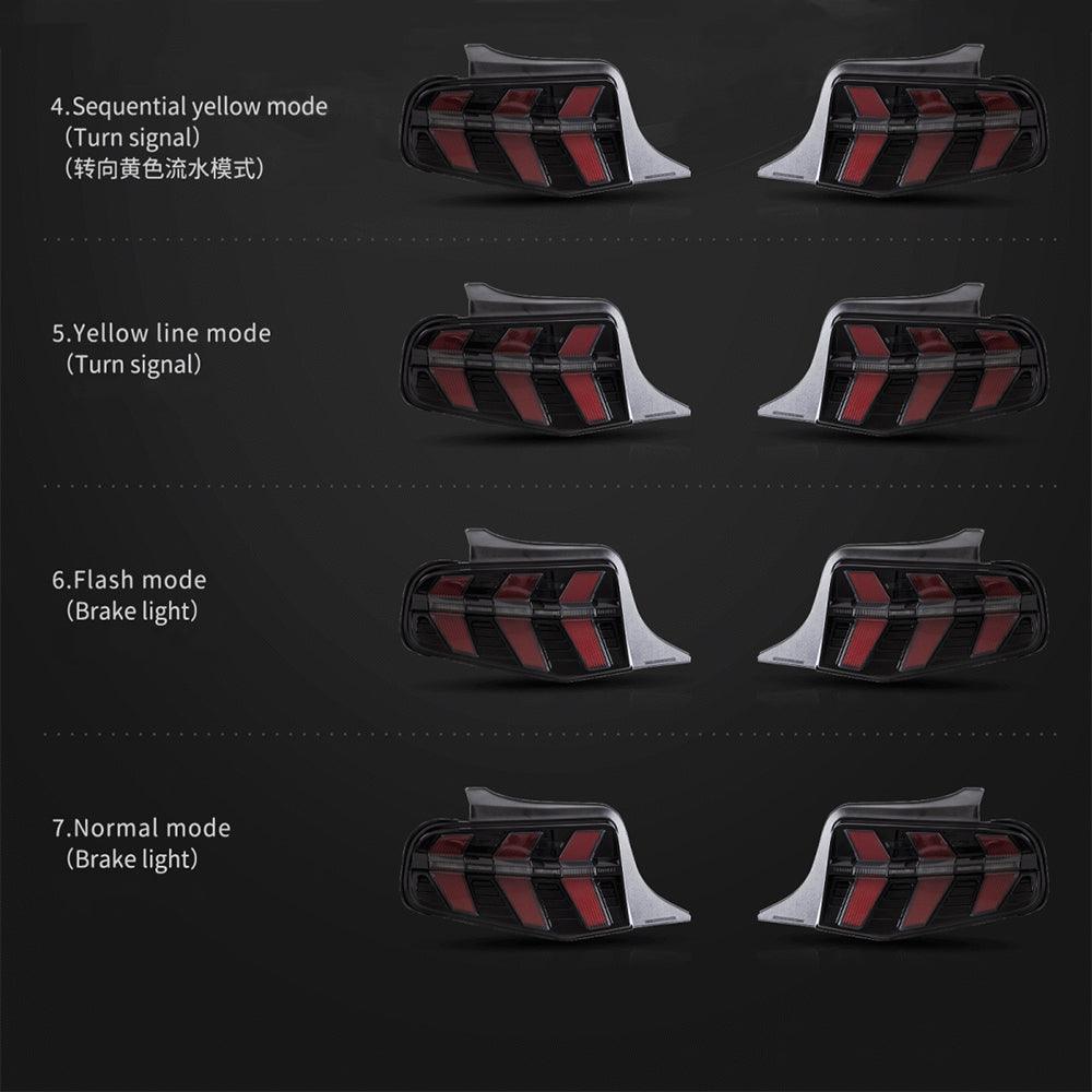 LED Tail Lights Assembly With 5 Modes Turn Signal 2 Modes Brake Lighting Smoked For 2010-2012 Ford Mustang 5th Gen (S-197 II) Pre-Facelift