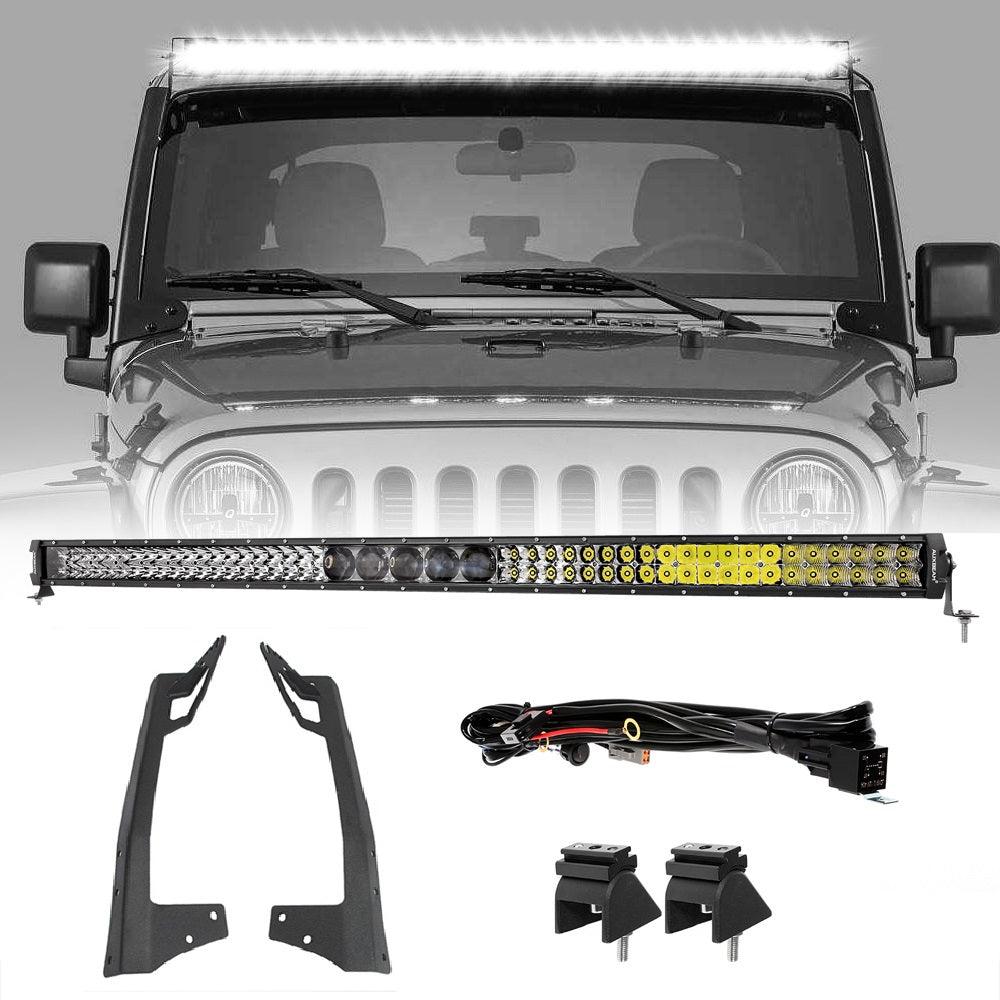 52" 5D-PRO Light Bar&Windshield Mounting Brackets For Jeep Wrangler JK 2007~2017