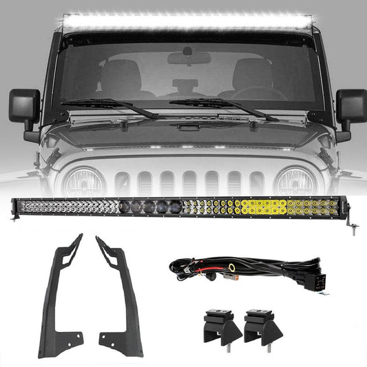 52" 5D-PRO Light Bar&Windshield Mounting Brackets For Jeep Wrangler JK 2007~2017