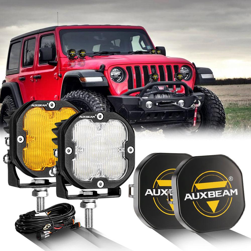 3 Inch 80W 9600LM LED Pods Lights White&Amber for JEEP - Auxbeam  – éclairage LED auto