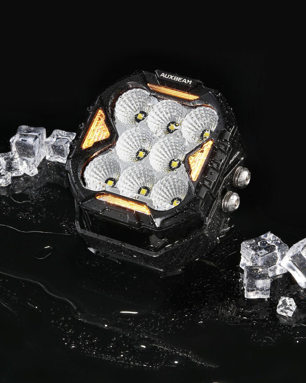 CUBE-Z Series 4 Inch Flood LED Pod Lights Off Road Lights with White DRL & Amber Turn Signal Lights - Auxbeam  – éclairage LED auto