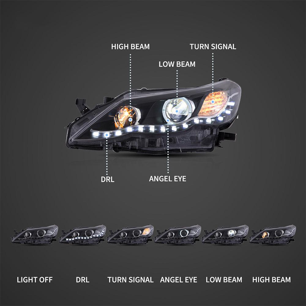 LED Headlight Assembly Dual Beam Projector Black For 2009-2013 Toyota Reiz/Mark X 2th Gen (GRX130) Pre-Facelift