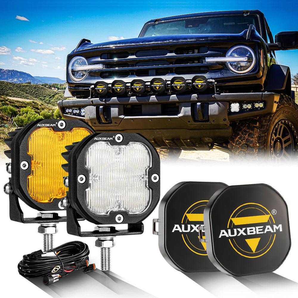 XP-ULTRA Series 3 Inch 80W Flood Beam LED Pods Amber&White Offroad Lights - Auxbeam  – éclairage LED auto