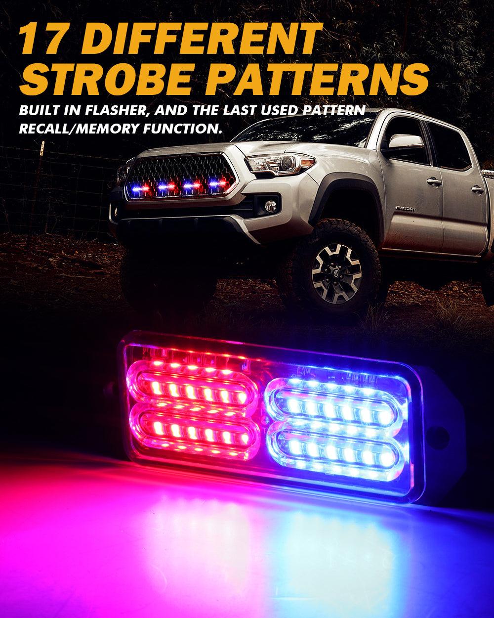 (4 قطع/مجموعة) 24 مصباح LED للطوارئ مثبت على السطح لمصابيح ستروب للشاحنات والمركبات والسيارات الرباعية والشاحنات الصغيرة 