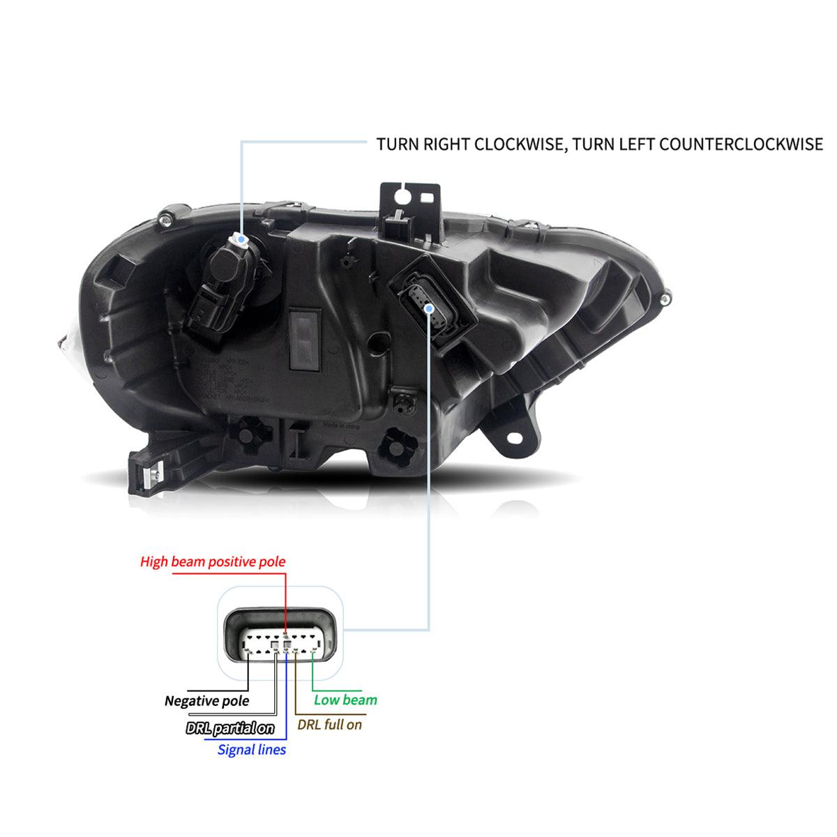مجموعة مصابيح أمامية LED مزدوجة الشعاع باللون الأسود لسيارة فورد موستانج الجيل السادس المحدثة موديلات 2018-2024