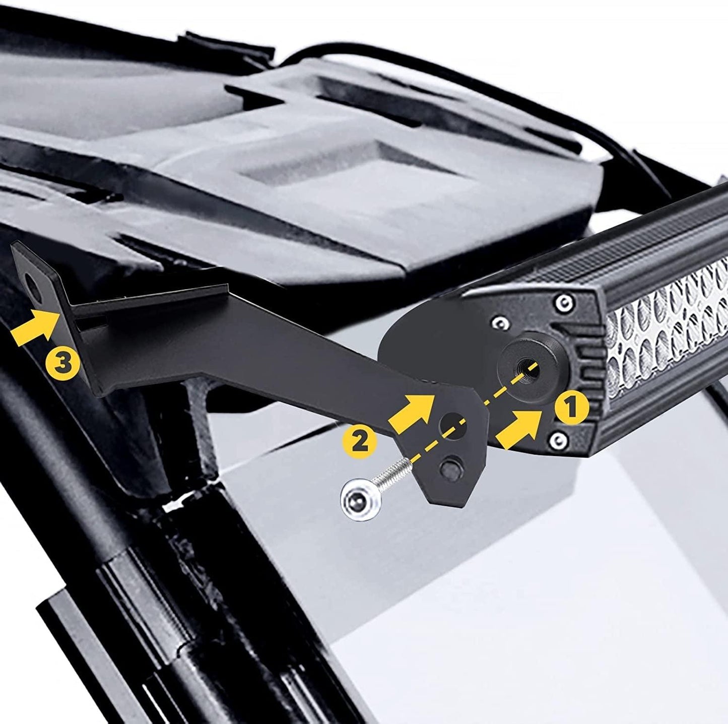 مجموعة قضبان إضاءة LED مزدوجة الصف مقاس 32 بوصة من سلسلة 5D-PRO وحوامل تثبيت على سقف السيارة للزجاج الأمامي لسيارة RZR XP 1000 وRZR XP 4 1000 موديلات 2014-2021 وRZR 900 وRZR-S 1000 موديلات 2016-2021