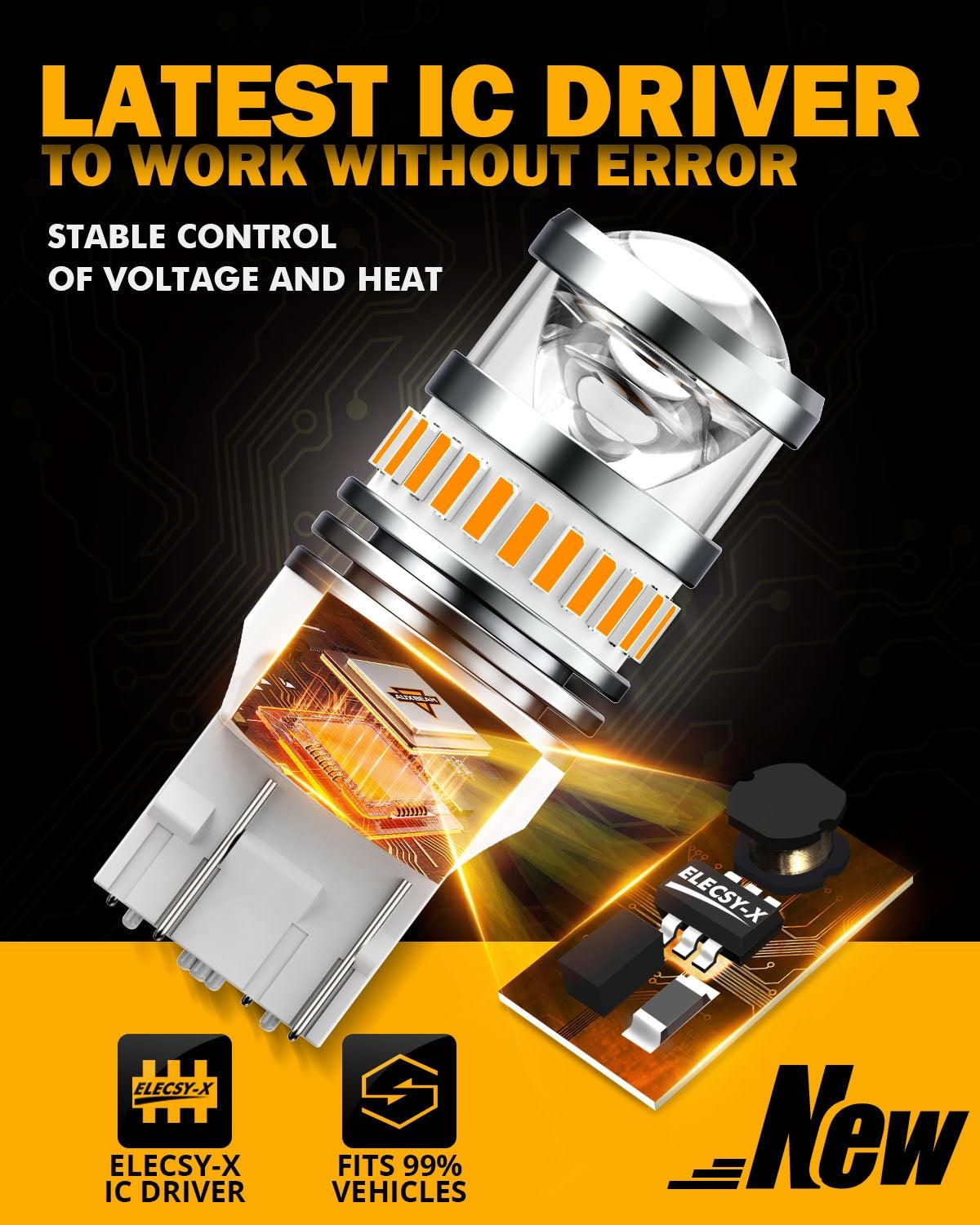 T20 7443 7440 LED Turn Signal Light Rear/Front, Side Maker Light Bulbs 11W 4000LM 3500K Amber B1 Series | 2 Bulbs