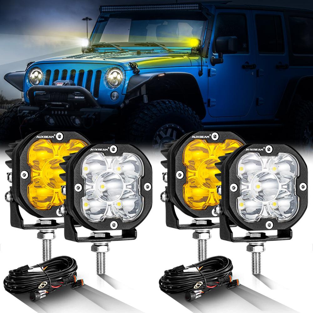 3 Inch 80W 9600LM LED Pods Lights White&Amber for JEEP - Auxbeam  – éclairage LED auto