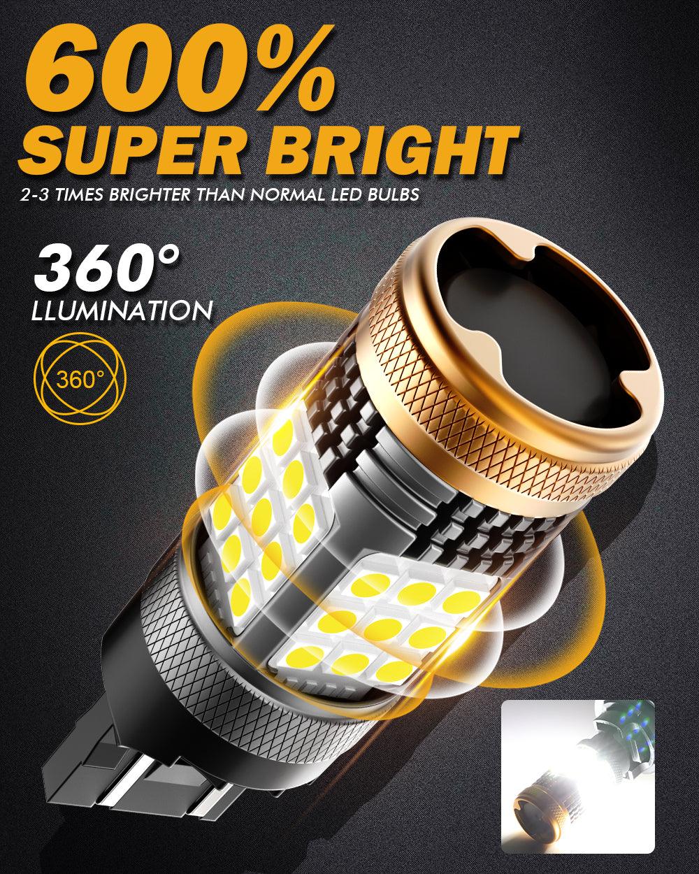 T20 7443 7440 LED Backup Reverse/Turn Signal/Brake Tail Light Bulbs 56W 600% High Brightness CAN-Bus Error Free 6500K White B21 Series | 2 bulbs 