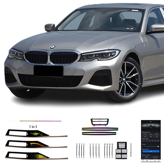 Tableau De Bord Intérieur Court Axe Avec Éclairage Ambiant Et Finition Fibre De Carbone Texturée Pour Bmw Série 3 F30 2014-2019