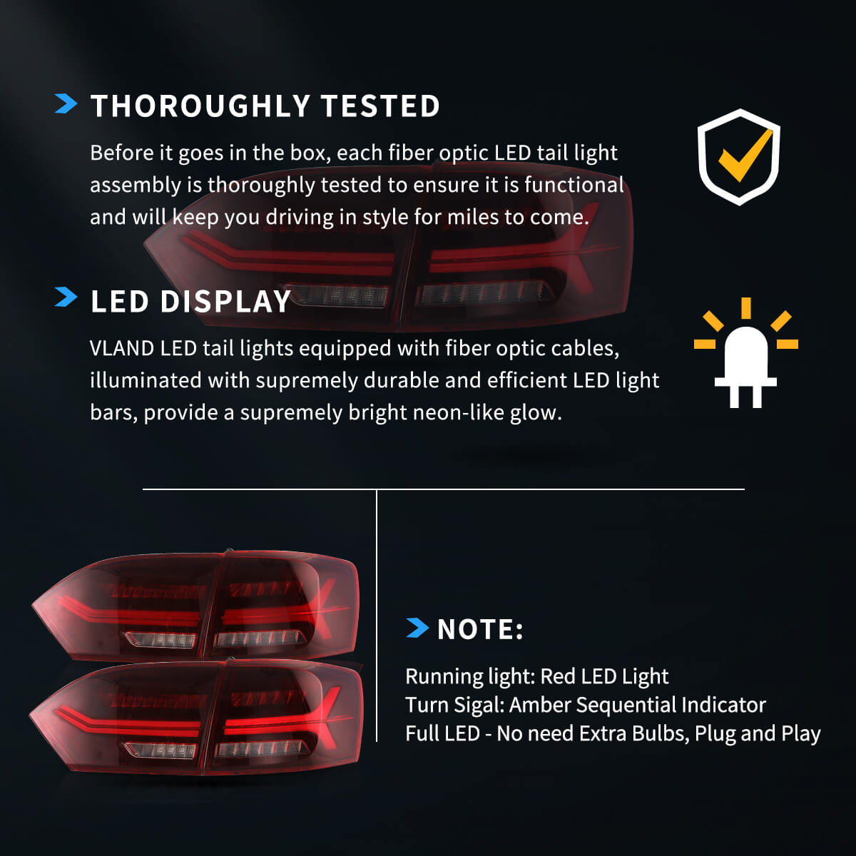 مجموعة مصابيح خلفية LED مع إشارة انعطاف تسلسلية LED كاملة لسيارة فولكس فاجن جيتا/ساجيتار الجيل السادس (A6) موديلات 2011-2014