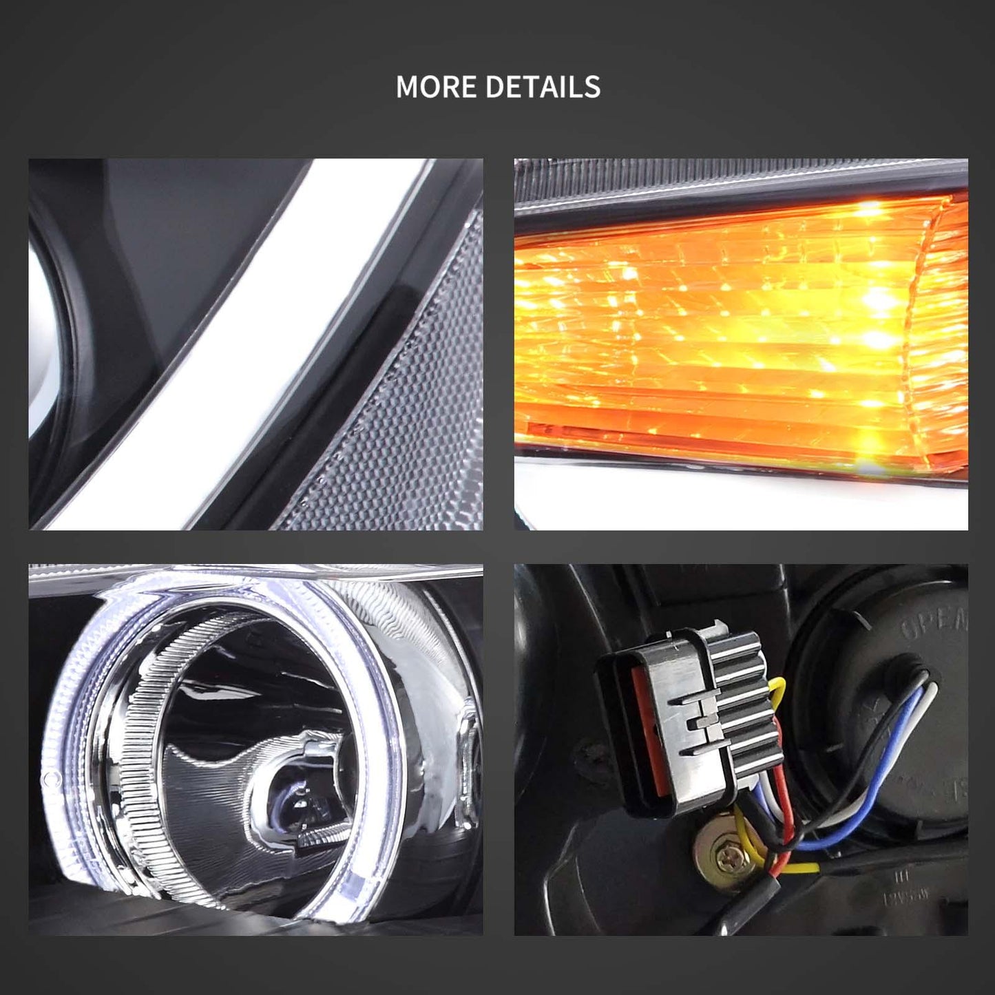 مجموعة مصابيح أمامية LED لجهاز عرض أسود لسيارة ميتسوبيشي لانسر الجيل التاسع Evo X GSR الجيل العاشر موديلات 2008-2017 (CZ4A)