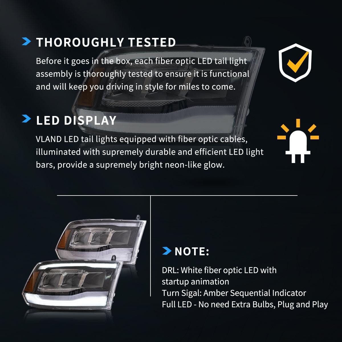 وعاء عاكس لتجميع المصابيح الأمامية LED لسيارة دودج رام الجيل الرابع 1500 و2500 و3500 موديلات 2009-2018