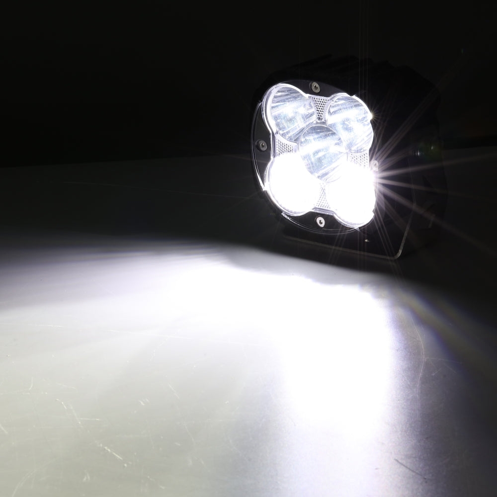 سلسلة XP-ULTRA مصابيح LED Pod مقاس 4.5 بوصة لمصابيح الطرق الوعرة مع إضاءة خلفية باللون الكهرماني