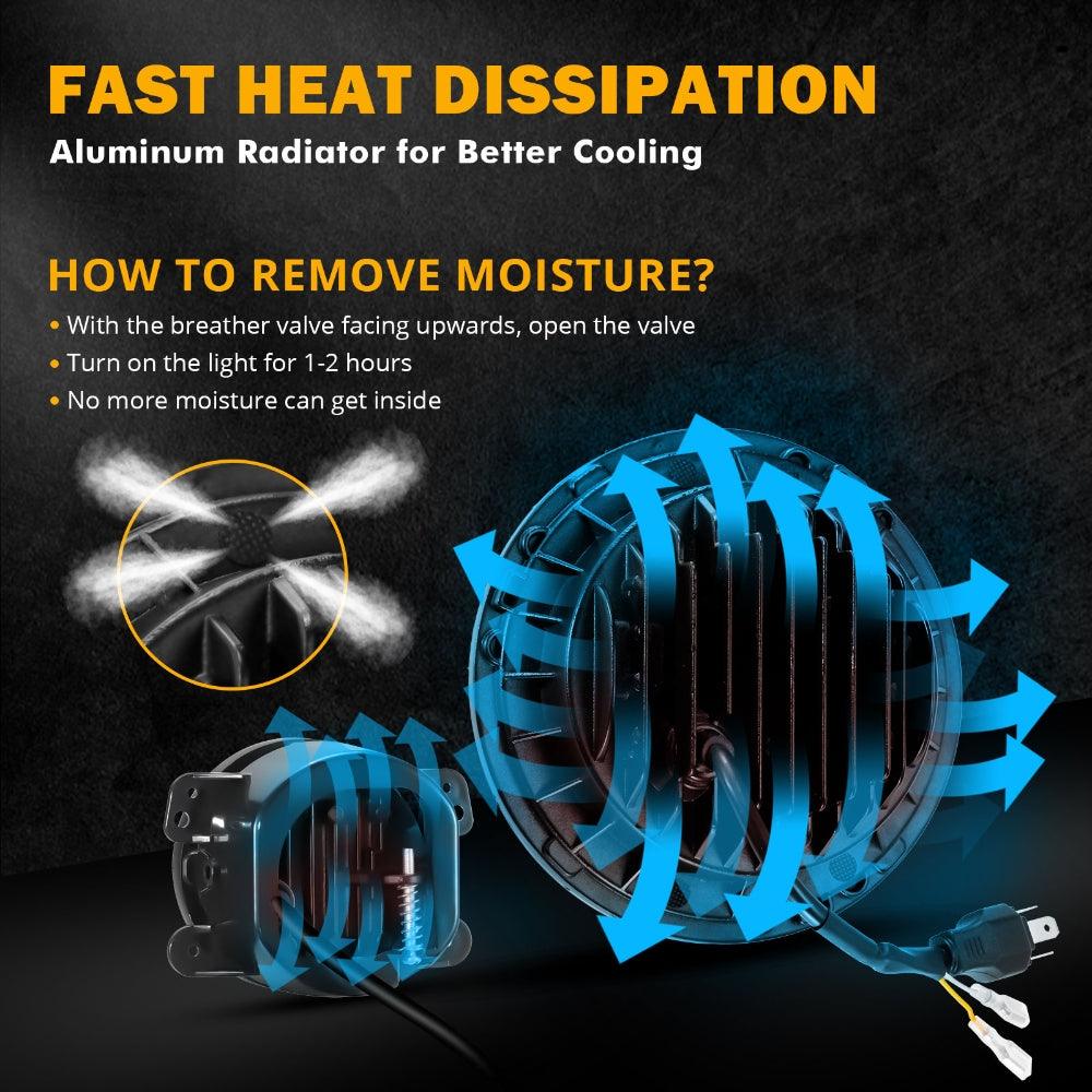 مجموعة مصابيح أمامية LED مقاس 7 بوصات + مصابيح ضباب LED مقاس 4 بوصات مع إشارة انعطاف هالة DRL عالية ومنخفضة الشعاع لسيارة جيب رانجلر JK JKU TJ LJ Rubicon Sahara Unlimited 1997-2018 