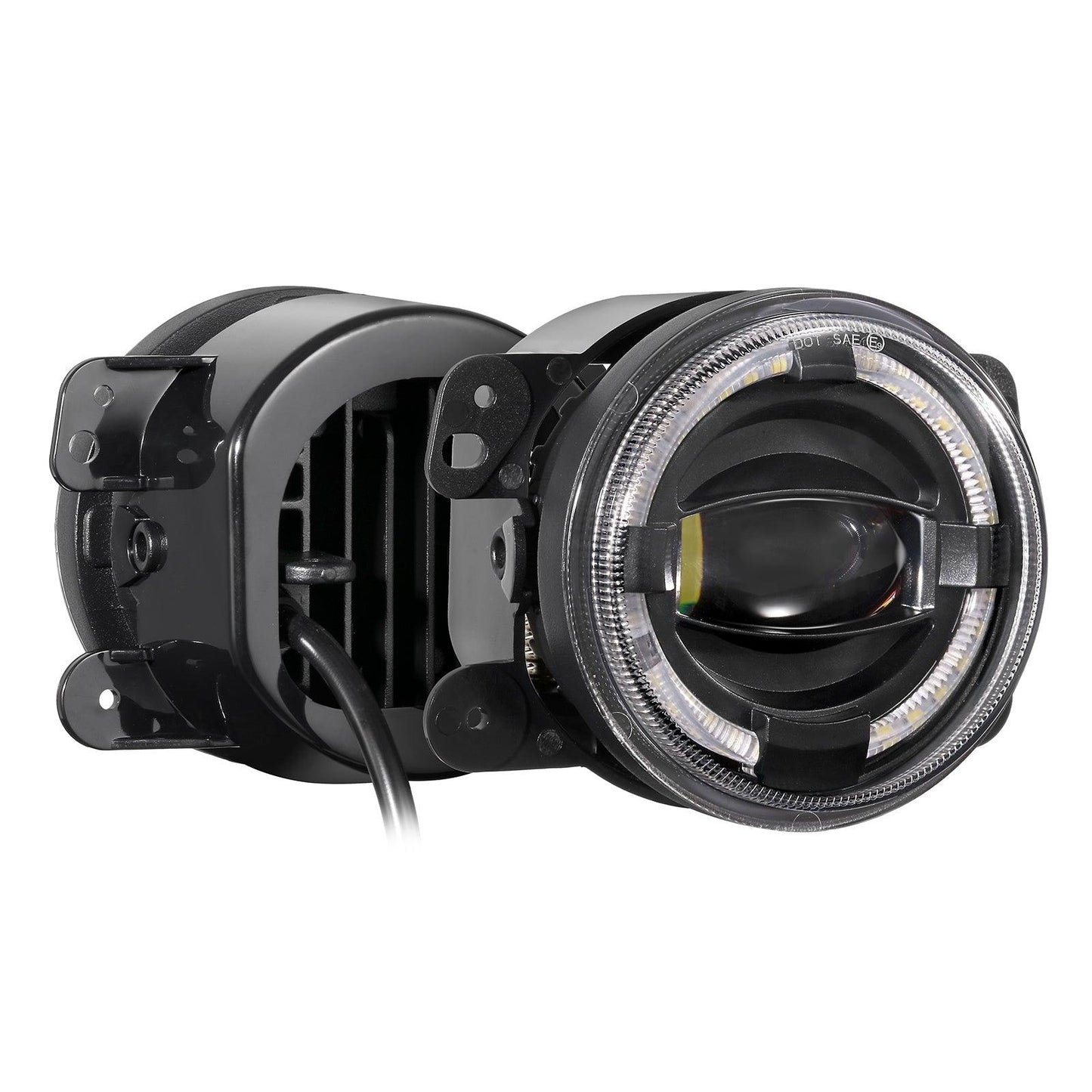 (قطعتان/مجموعة) مصابيح ضباب LED مقاس 4 بوصات 60 وات مع حلقة هالة بيضاء DRL لسيارة Jeep Wrangler JK/ Jeep Grand Cherokee/ Dodge 