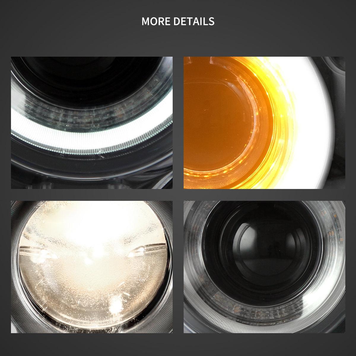 مجموعة مصابيح أمامية LED مزدوجة الشعاع باللون الأسود لسيارة دودج تشالنجر الجيل الثالث المحدثة موديلات 2015-2023