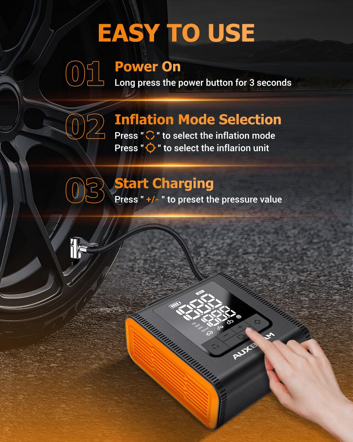 🆕Model-H4 PRO 19mm Cylinder Portable Car Tire Inflator Air Compressor Pump for Pickup Truck Car Motorcycle Bike Ball